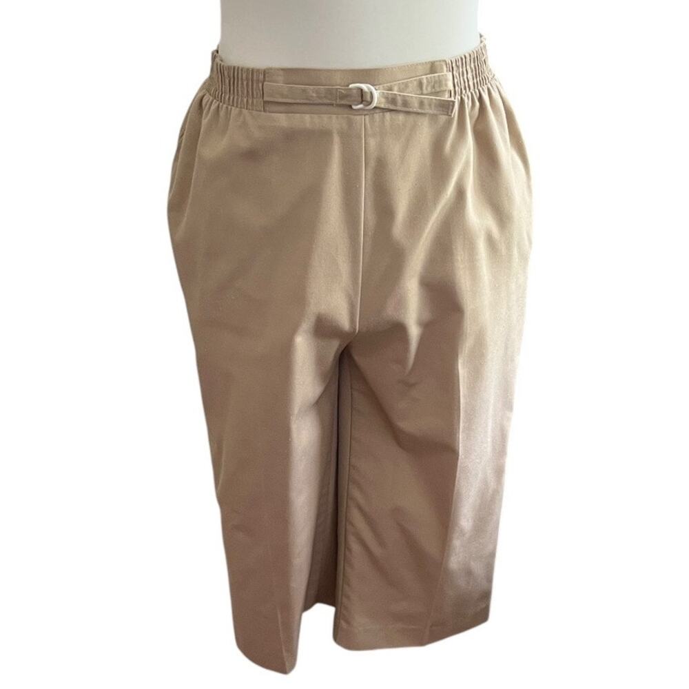 Vintage Koret Khaki High Rise Capri Pants Elastic Waist Cropped Slacks